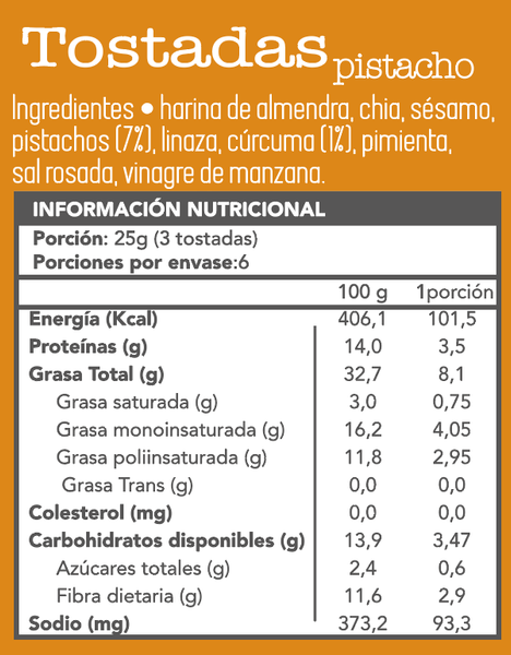 Tostada de Pistacho Cúrcuma 140 grs.