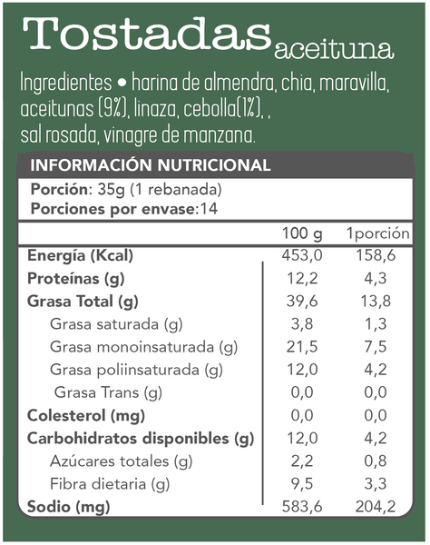 Tostadas de Aceituna Cebolla 140 grs.