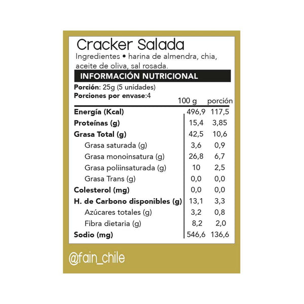 info nutricional de una galleta o cracker salada