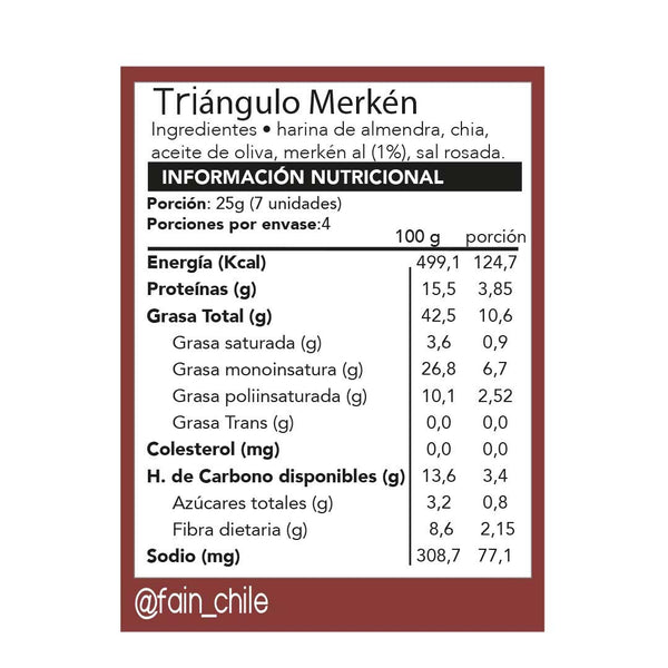 info nutricional de galletas de triangulo de merkén